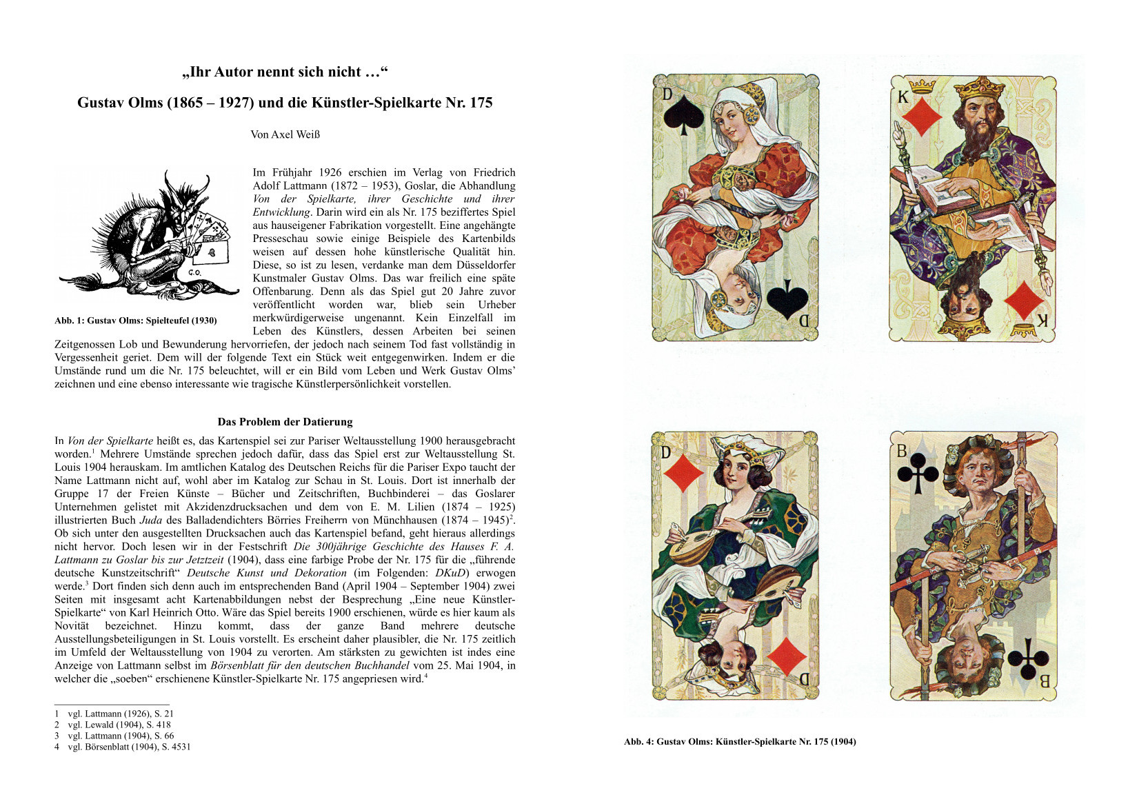 Text Gustav Olms Nr. 175 Lattmann Kartenspiel